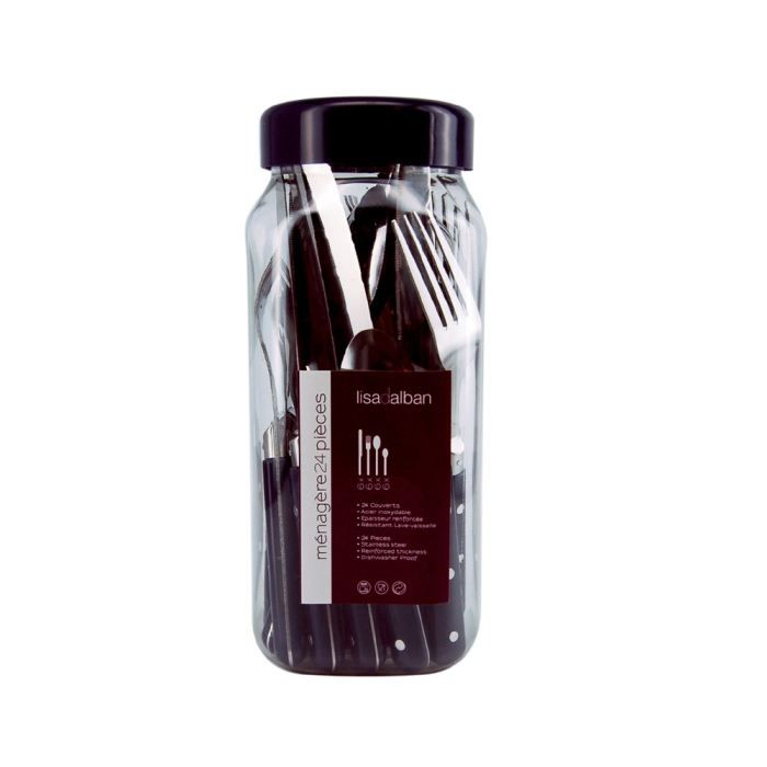 Ménagère 24 pièces Troquet pleine soie NOIR