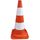 Balise cone PE 50cm 2 bandes blanches film adh.ora