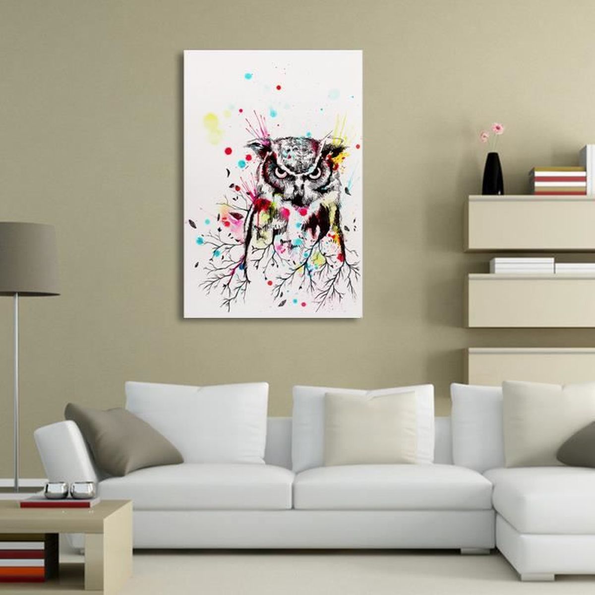 Tableau Peinture à l'huile Toile Chouette Art Moderne ...