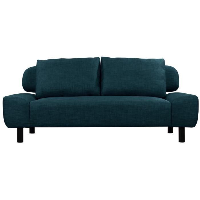 ELIOT Banquette clic-clac convertible 2 places - Tissu bleu - Style contemporain - L 186 x P 93 cm