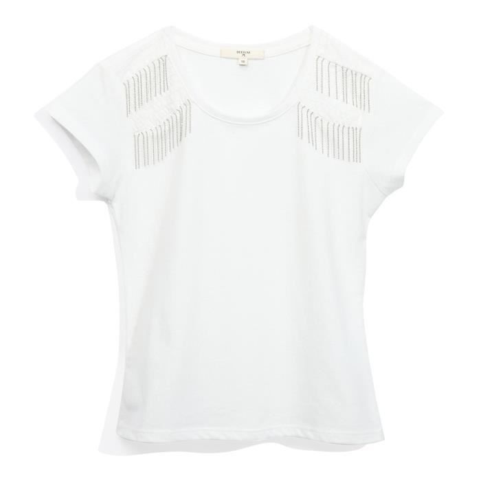 DEELUXE - T-Shirt Blanc Manches Courtes - Enfant Fille