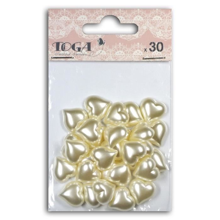 TOGA Pack de 30 CŒurs Résine Ivoire