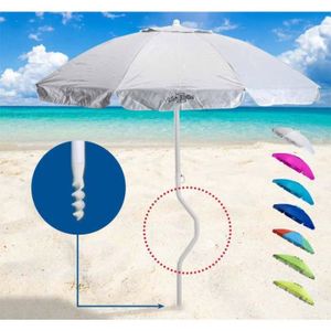 Parasol De Plage Leger Visser Protection Uv Girafacile 200cm Ermes Couleurblanc Argent