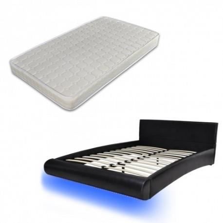 Lit Design noir 140x200 cm a leds avec matelas - Achat ...