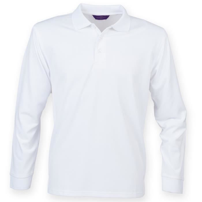 Polo blanc manche longue homme - Achat / Vente pas cher