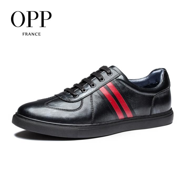 Et Chaussurestaille Chaussure noir Flate 43 Cuir Bande Eu Opp Z1029 Rouge Nior Skateshoes xxSwpq8I