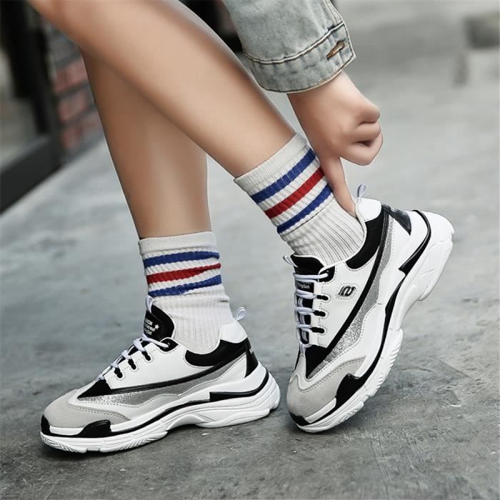 Marque Sneakers Chaussures Luxe Taille Antidérapant De Durable Classique Femme Baskets Couleur blanc Plus Noir Grande Exquis 8wSRq475f