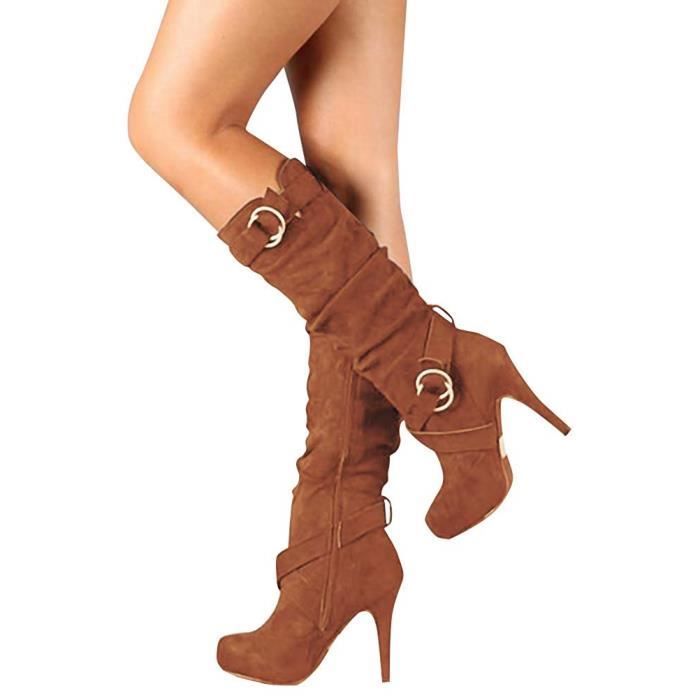 Casual De Automne Hiver Boots Sexy Daim Longues Mode Stiletto Bottes wkiTXOulPZ