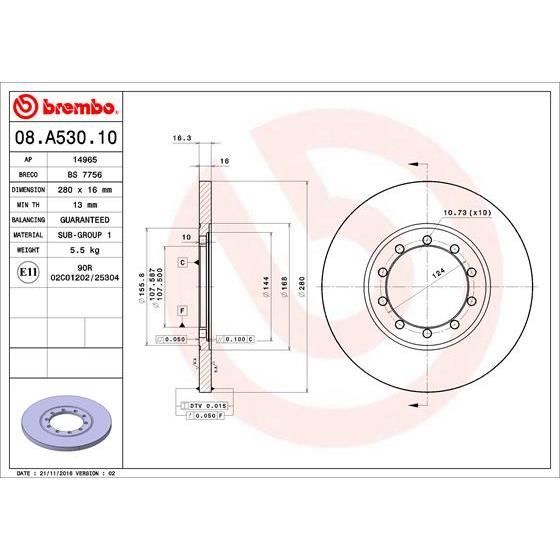 JEU DE DISQUES BREMBO 08.A530.10