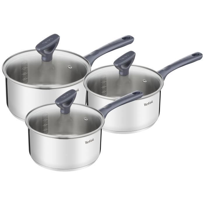 TEFAL Lot 3 Casseroles Dailycook avec couvercle - Ø 16 / 18 / 20 cm - Induction
