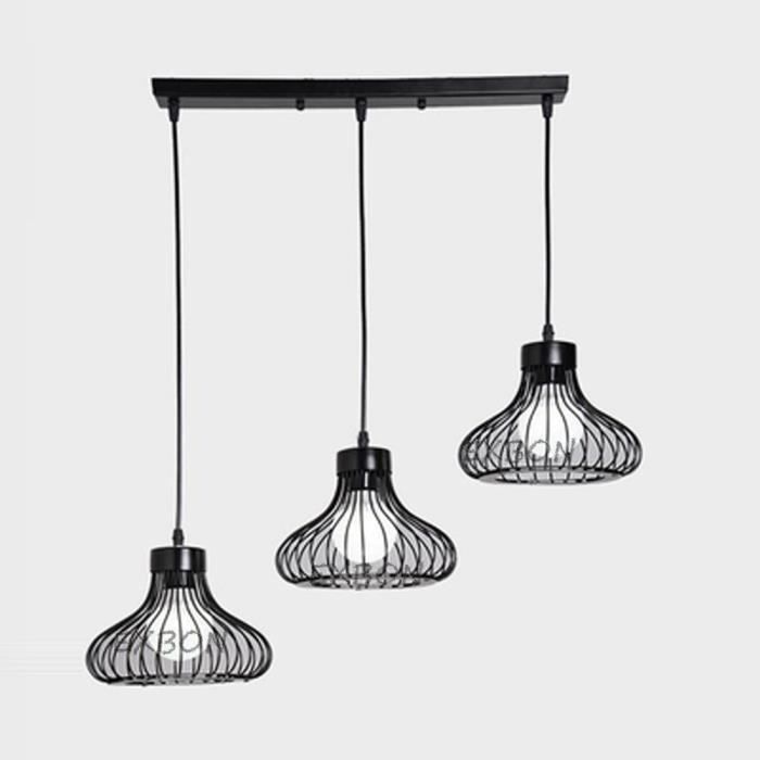 Luminaire Noir Exbon Lustre E27 Industrielle 3 Suspension Lampes ordCxeBW
