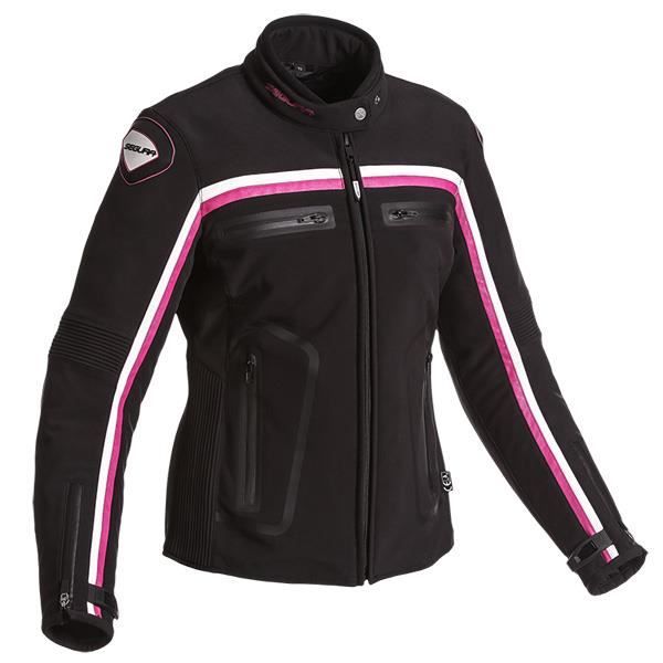 Manteau moto femme noir et rose Manteau moto femme noir et rose