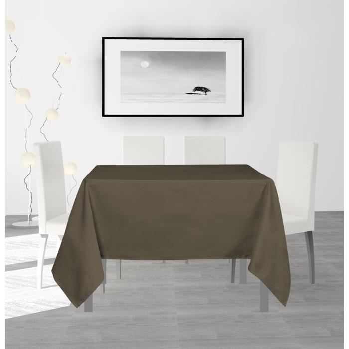 SOLEIL D'OCRE Nappe anti-tâches carrée Alix - 140 x 140 cm - Moka