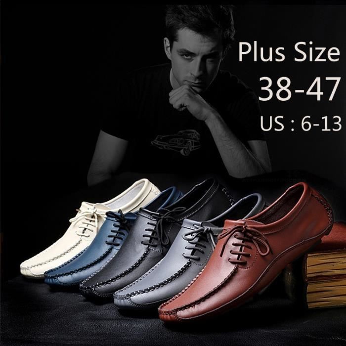 D'homme Hommebleu Slip Pour De 47062 Conduite Chaussures 44 En Cuir Mocassin Simple Shoes 0w41qnSA