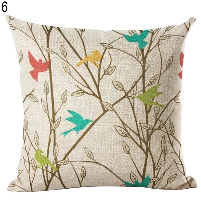 Coussin jungle toucan oiseau multicolore en coton - Un grand marché