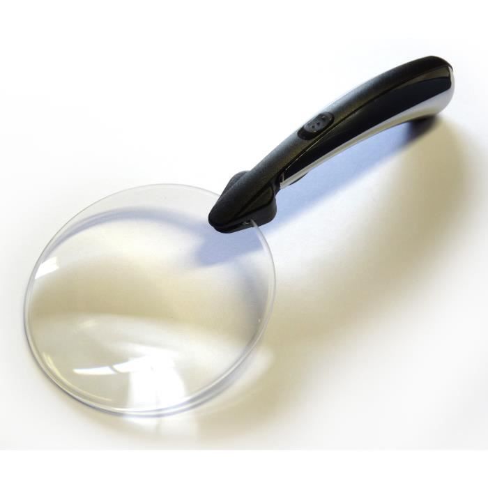 Loupe à main HESTEC Style - 18,5 x 8 x 3,2 cm - Manche ergonomique très léger - Chrome et noir