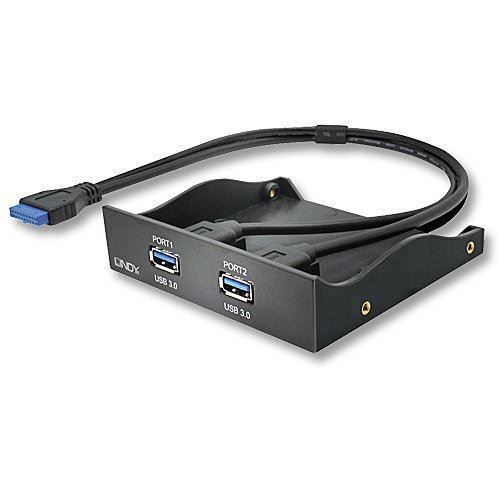 LINDY Façade 2 ports USB 3.0 pour baie 3,5\