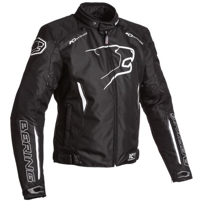 BERING Blouson Moto Tissu Eskadrille Noir et Blanc