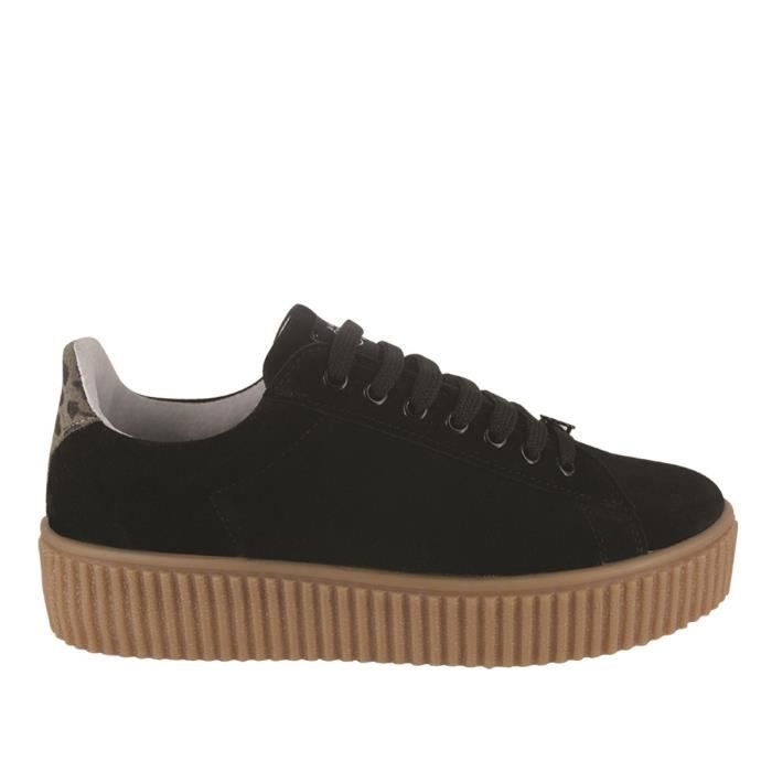 LE TEMPS DES CERISES Talys - Baskets Suede Black en Cuir - Femme