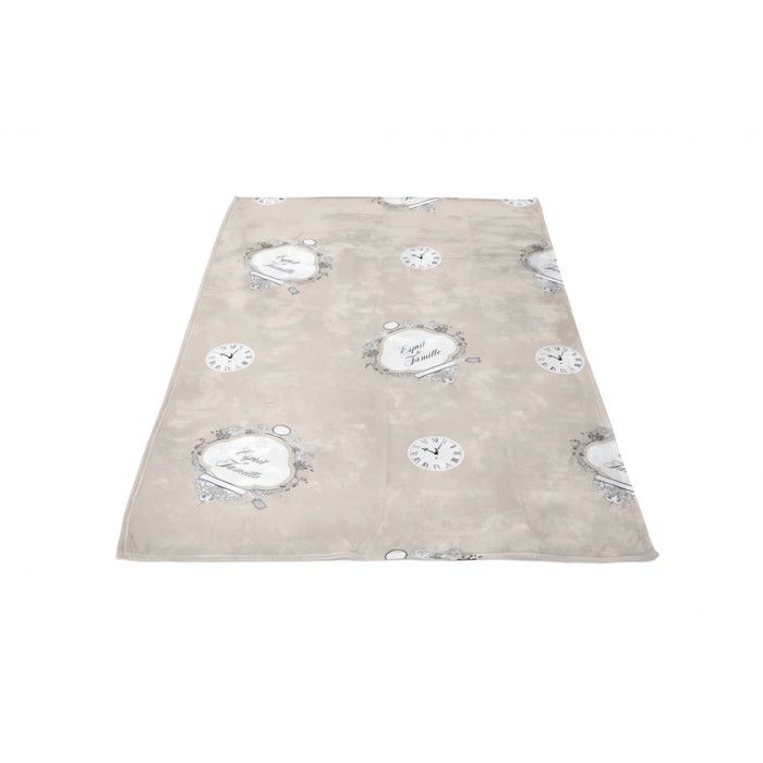 SOLEIL D' OCRE Plaid polaire microfibre Esprit de Famille - 110 x 160 cm - Taupe