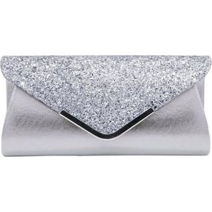 Selighting Sac de Soir/ée Femme Sac /à Bandouli/ère Pochette de Mariage avec Strass pour Ceremonie Mariage Parti Argent