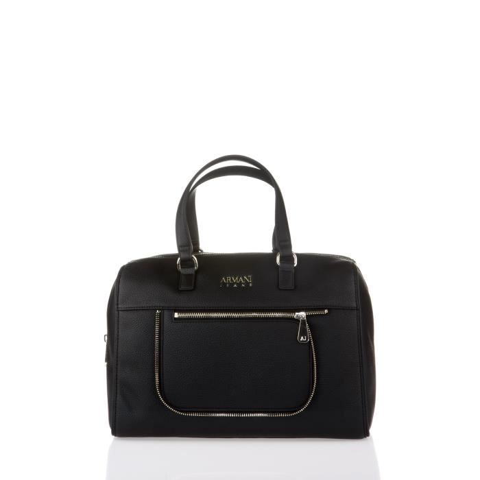 ARMANI JEANS - Sac Bowling Noir en Similicuir Grainé - Femme