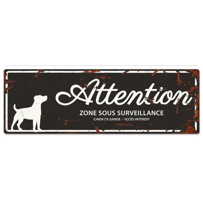 D&D Plaque Attention Chien Jack Russel - Noir