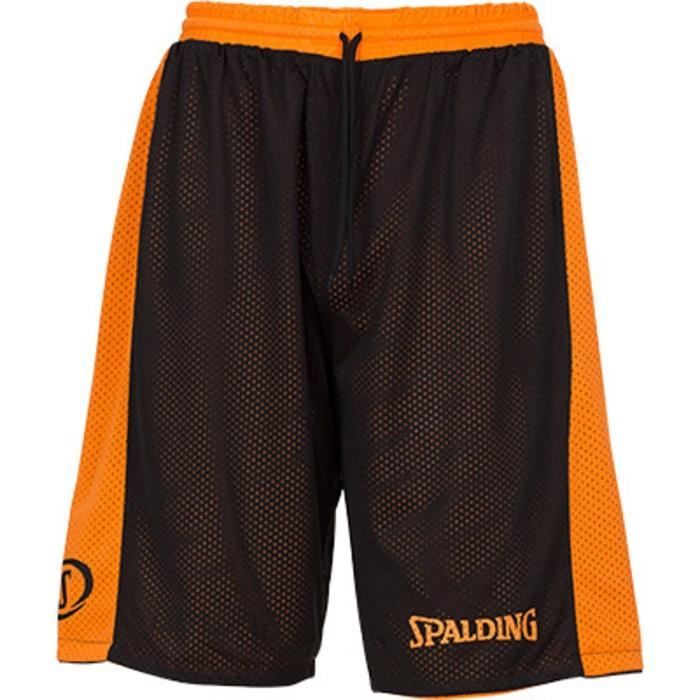 SPALDING Short de basket-ball réversible Essential - Orange et noir