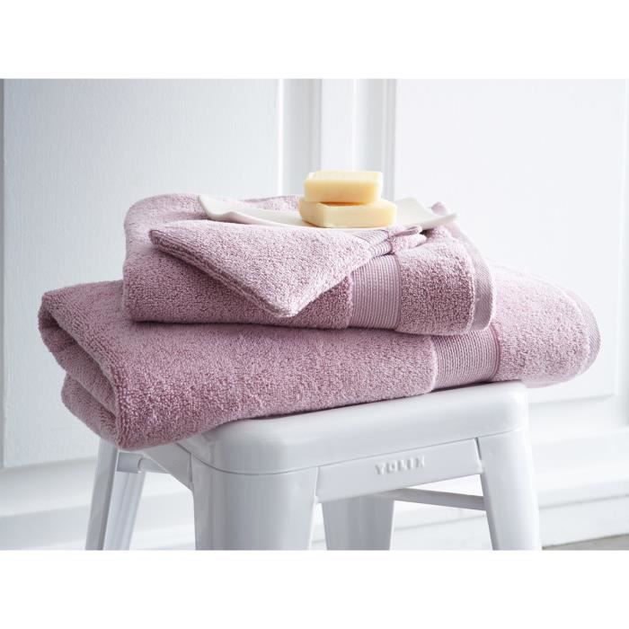 TODAY Drap de bain Premium - 100% coton 600 g/m²- 70 x 130 cm - Rose poudre de lila