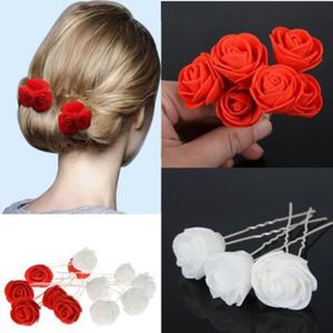 Pince Cheveux Fleur Rouge Barrette Mariée Chapeau Femme