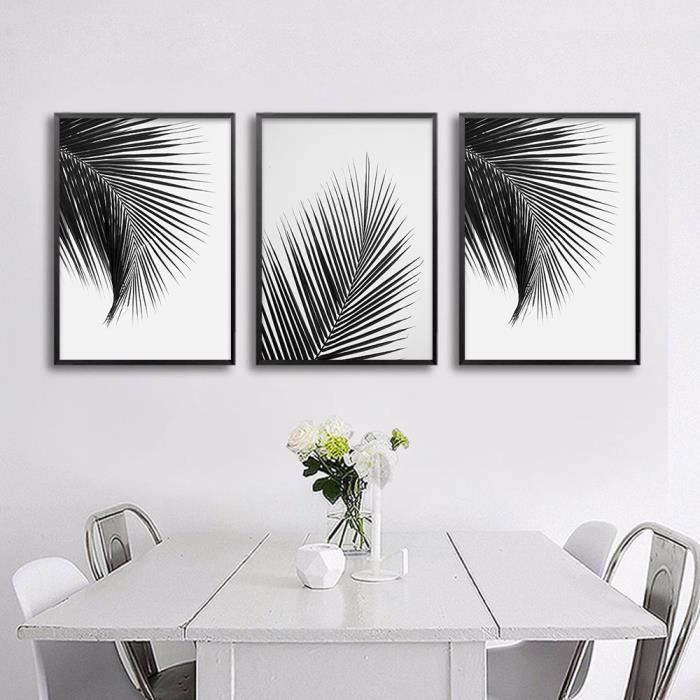 Dessin Mural Noir Et Blanc Noir blanc palmier feuilles toile affiches et estampes minimaliste