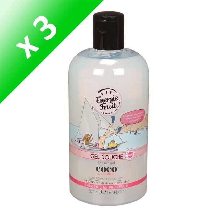 ENERGIE FRUIT Gel douche COCO La sensuelle - 500 ml (Lot de 3)