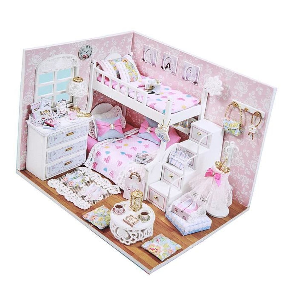 TEMPSA Kit Cadeau DIY Maison de Poupée en Bois Miniature Avec LED Lumière Pour Enfant Achat