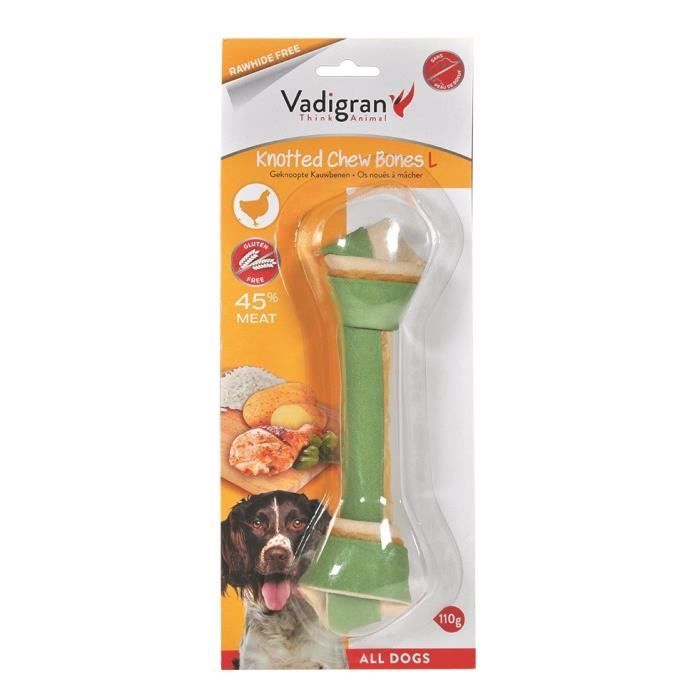 VADIGRAN Os à mâcher noué poulet L - 110 g - 19 cm - Pour chiens