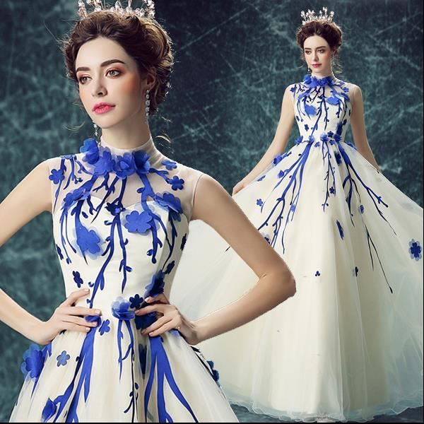 Robe de mariee blanc et bleu - Achat / Vente pas cher
