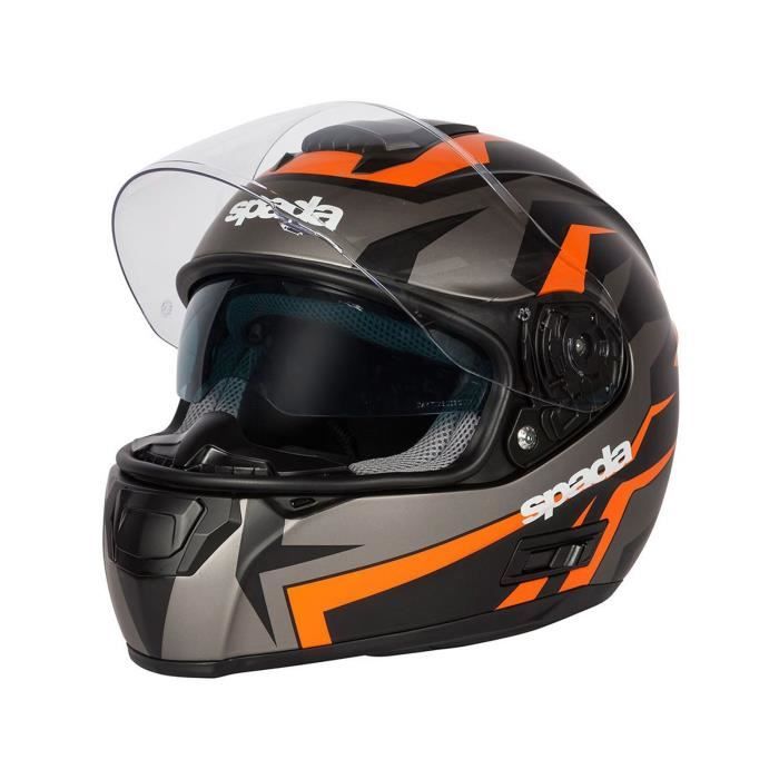 Casque Moto Noir Et Orange Achat Vente Pas Cher