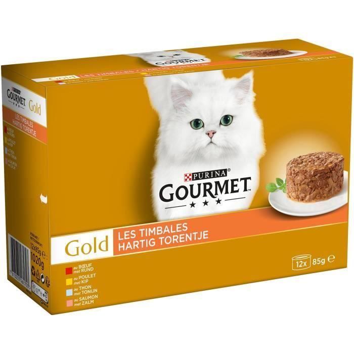 GOURMET Gold Les timbales - Boîtes - Pour chat adulte - 12 x 85 g (Lot de 3)