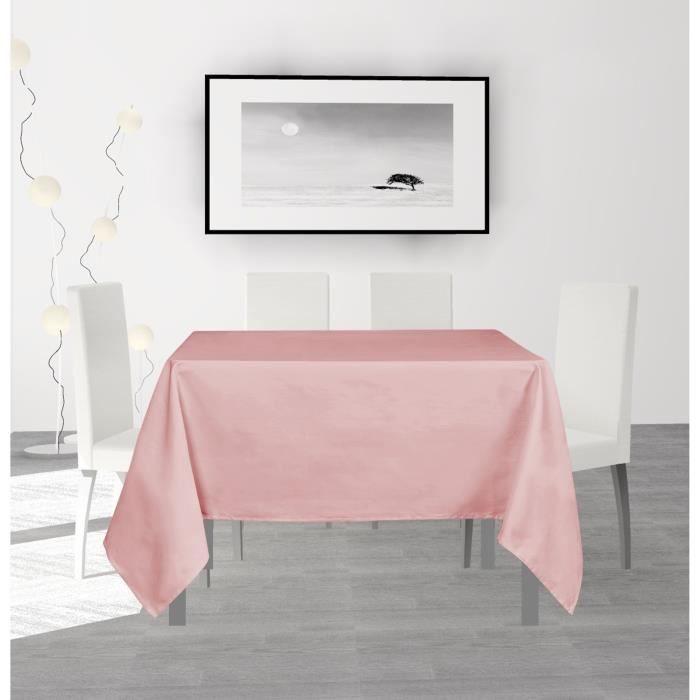 SOLEIL D'OCRE Nappe anti-tâches carrée Alix - 140 x 140 cm - Rose