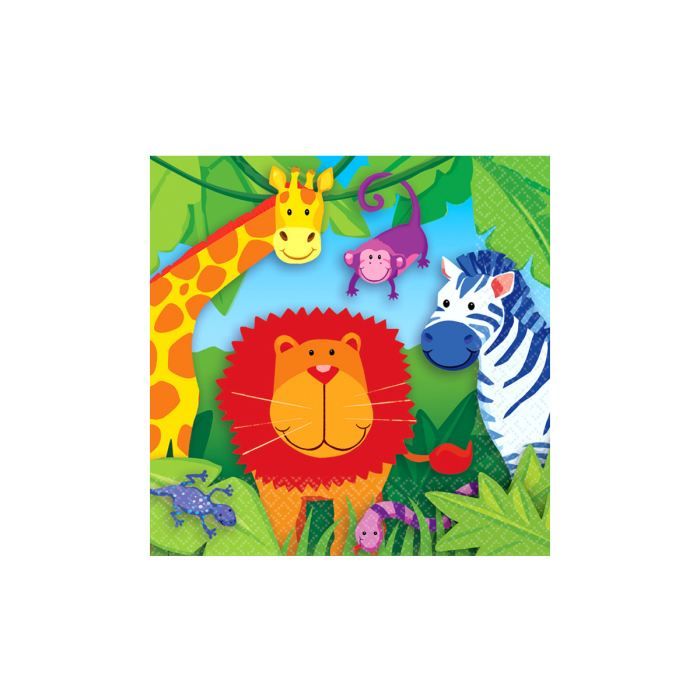 16 Serviettes Papier (33X33Cm) Royaume La Jungle   Achat / Vente LINGE