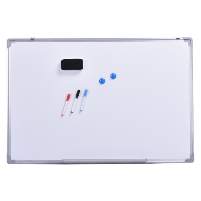 tableau blanc magnétique 70x50 cm effaçable surface avec cadre en