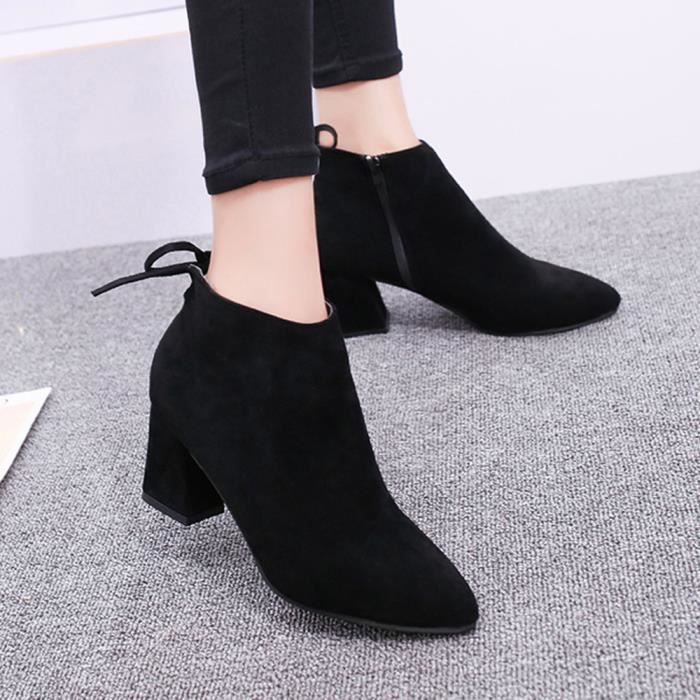 femmes bottes talon carré bottines à lacets martin talons bottes de