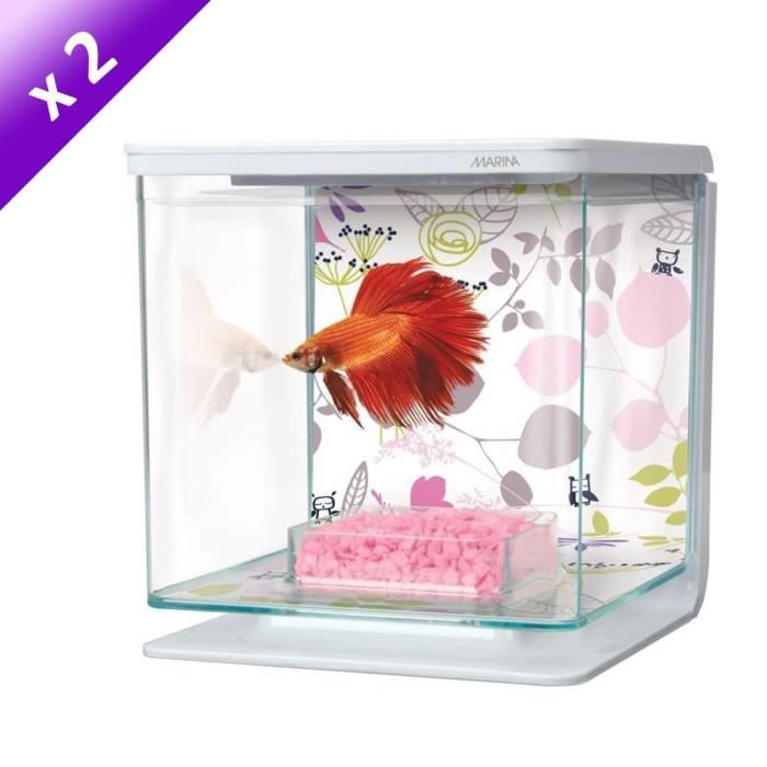 MARINA Lot de 2 Betta Floral starter kit aquarium 2l