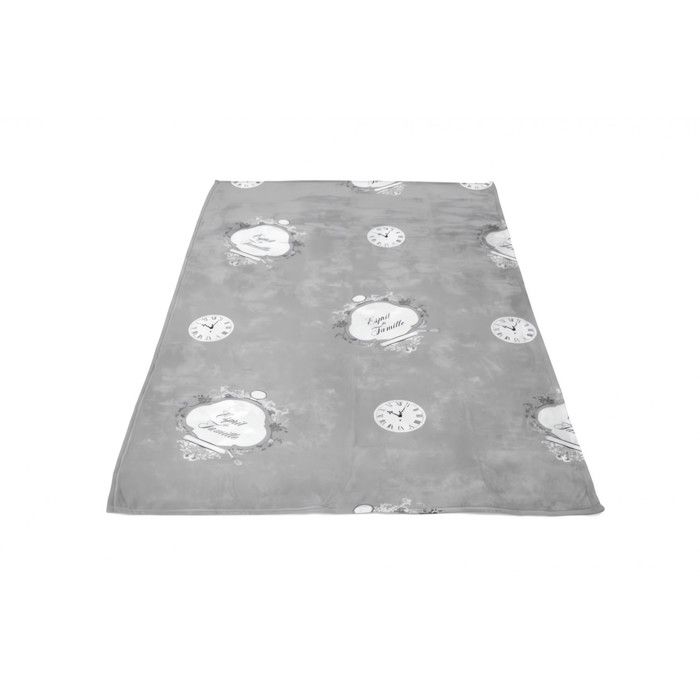 SOLEIL D' OCRE Plaid polaire microfibre Esprit de Famille - 110 x 160 cm - Gris