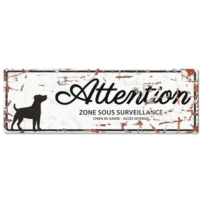 D&D Plaque Attention Chien Jack Russel - Blanc