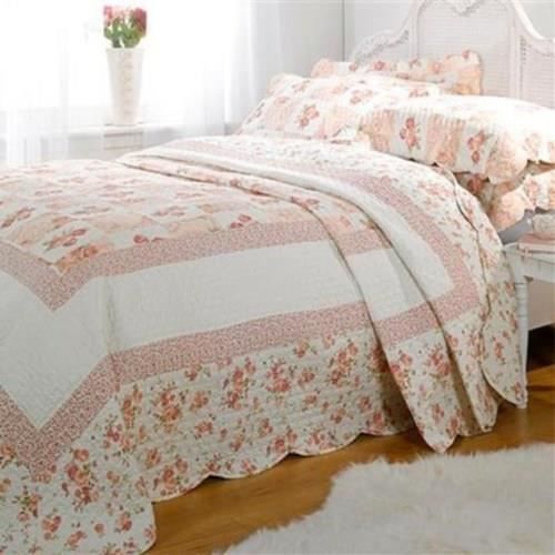 Couvre-lit matelassé en patchwork 3 pièces en coton double