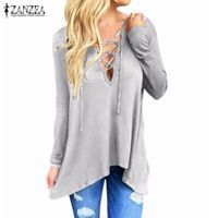 T-SHIRT ZANZEA T Shirt Femmes manche longue Casual bandage T-SHIRT ZANZEA T Shirt Femmes manche longue Casual bandage