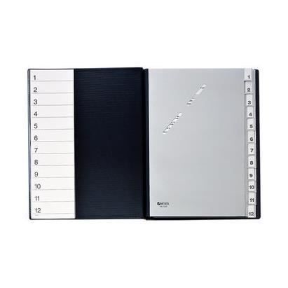 Porte-documents A4 12 Compartiments - Polypropylène étanche - Avec élastique Noir école Bureau