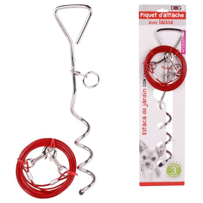 DOGI Piquet d'attache 40 cm avec laisse - Pour chien
