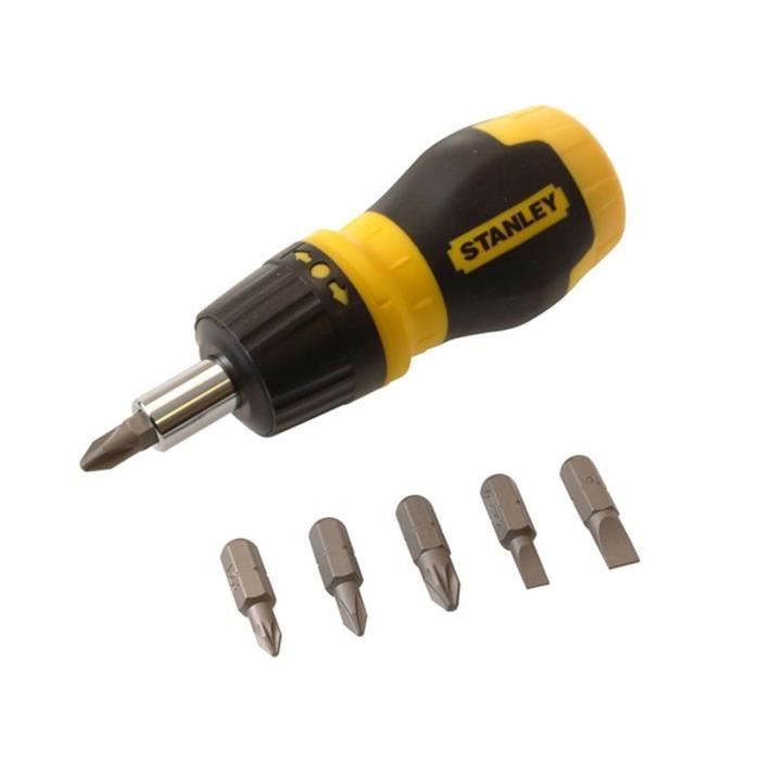 STANLEY Tournevis à cliquet + 6 embouts