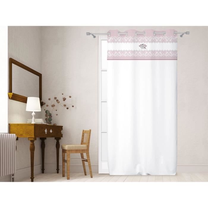 SOLEIL D'OCRE Rideau à Œillets Garden 135x250 cm - 100% coton - Imprimé rose